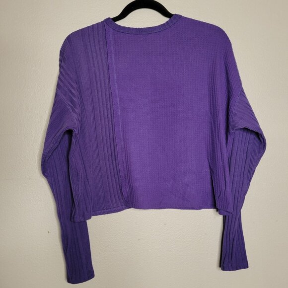 Wild Fable Women's L Purple Waffle Knit Ribbed Long Sleeve Crop Top - Picture 7 of 7